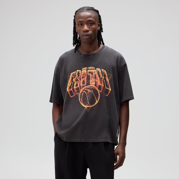 Kith for New York Knicks Fire Vintage Jones Tee Black Cotton T-Shirt Size XL
